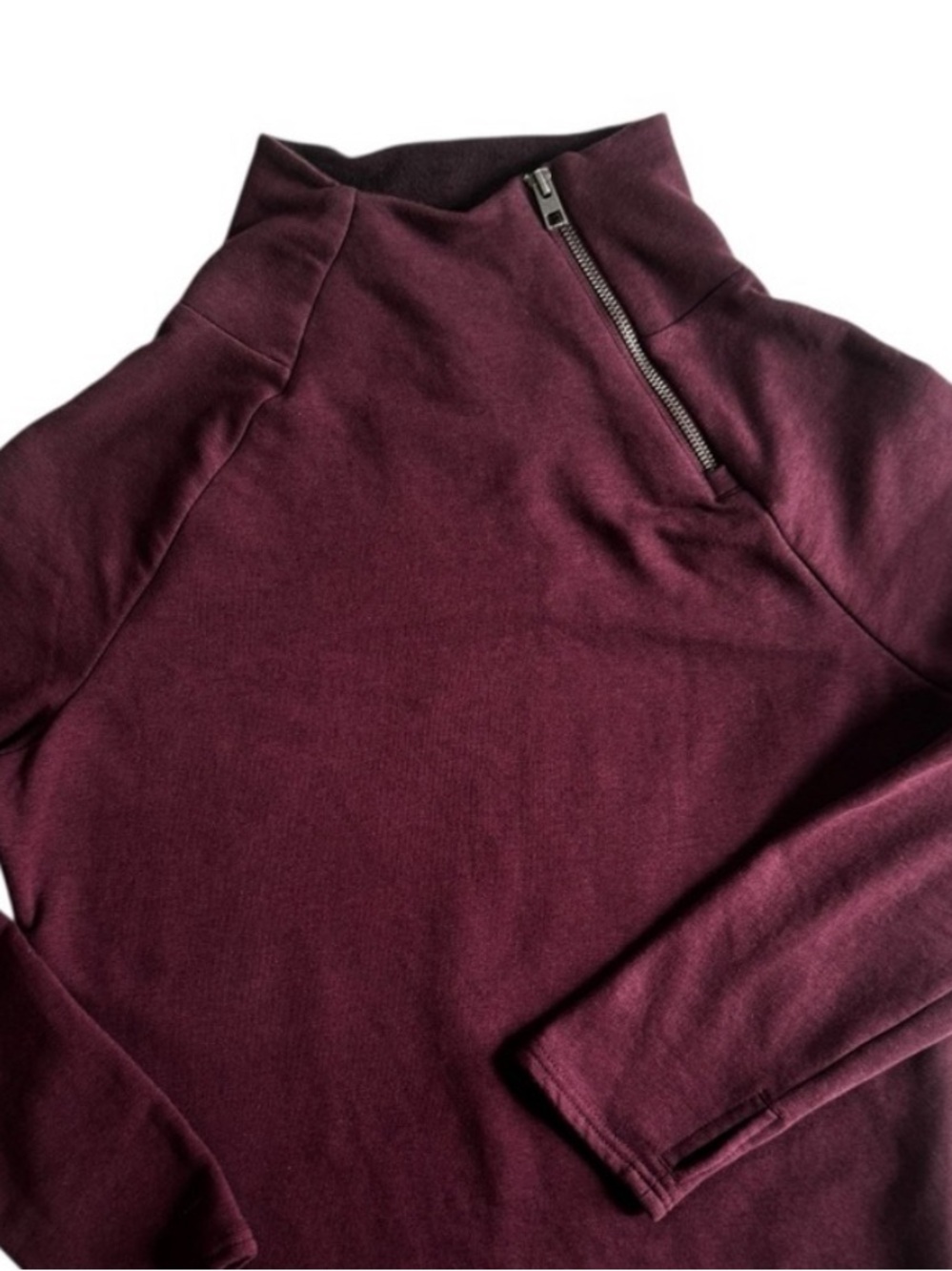 NWOT Organic Sustainable Half Zip Long Sleeved Tunic Dress Burgundy Earth Yoga - Picture 2 of 7